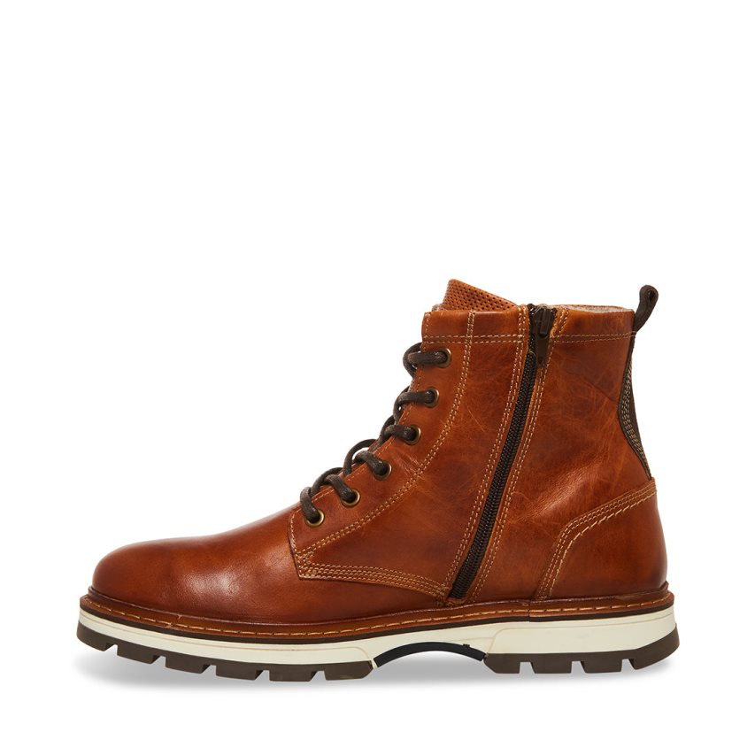 Brown Steve Madden Lucius Leather Men's Ankle Boots | PH 6520JOL